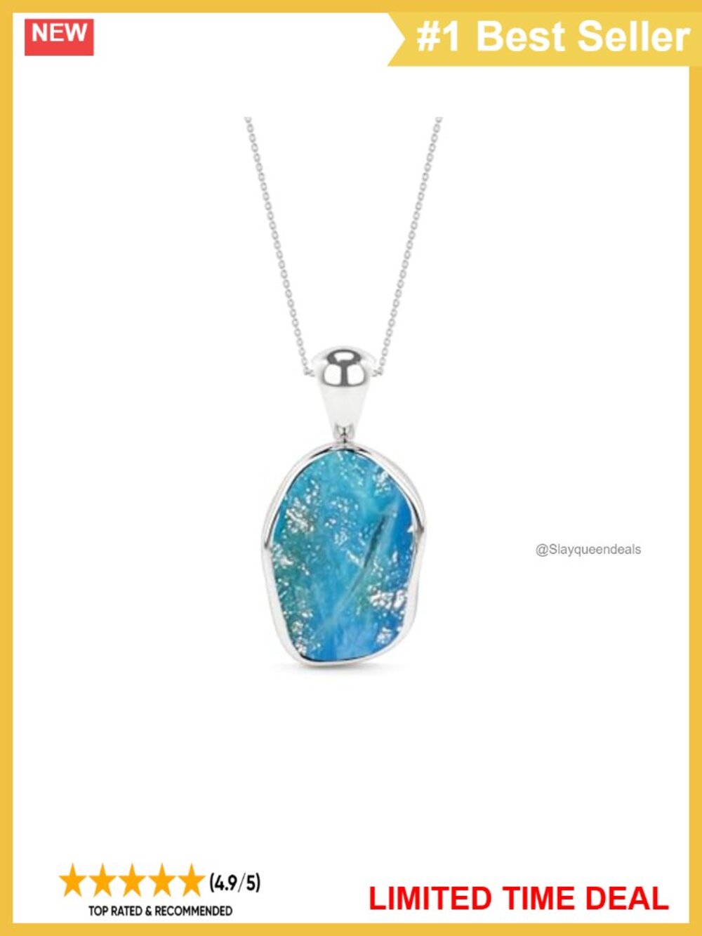 Natural Peruvian Opal Pendant Necklace in Sterling Silver Bezel-Set Birthstone